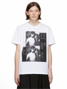 Raf Simons Couple Clubbers Graphic Tee White Cotton T-Shirt Size Small